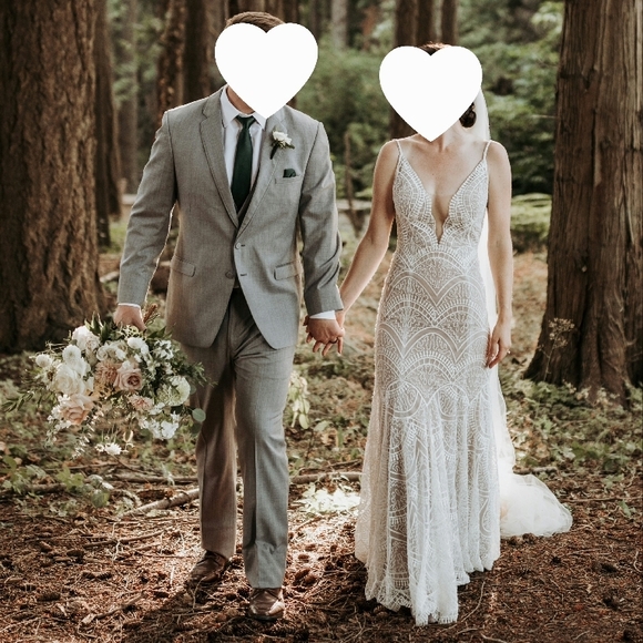 WToo By Watters beaded lace wedding dress - Picture 1 of 7